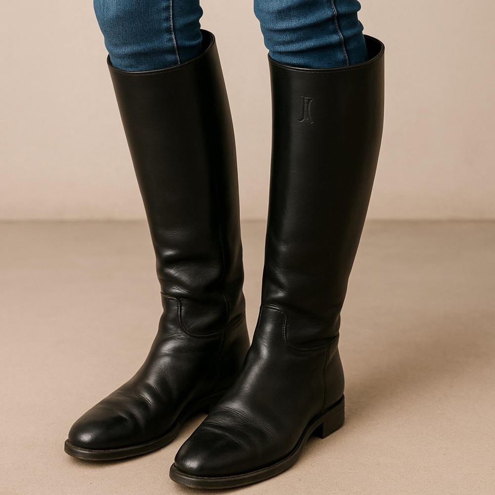 🐎 The Effingham by Bond Tall Black Leather Riding Boots 6½ Med WC ( Women’s 8)
